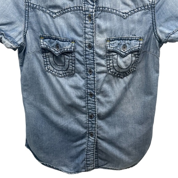 True Religion Y2K Button Front Chambray Western Rodeo Top Size XS - Picture 4 of 10